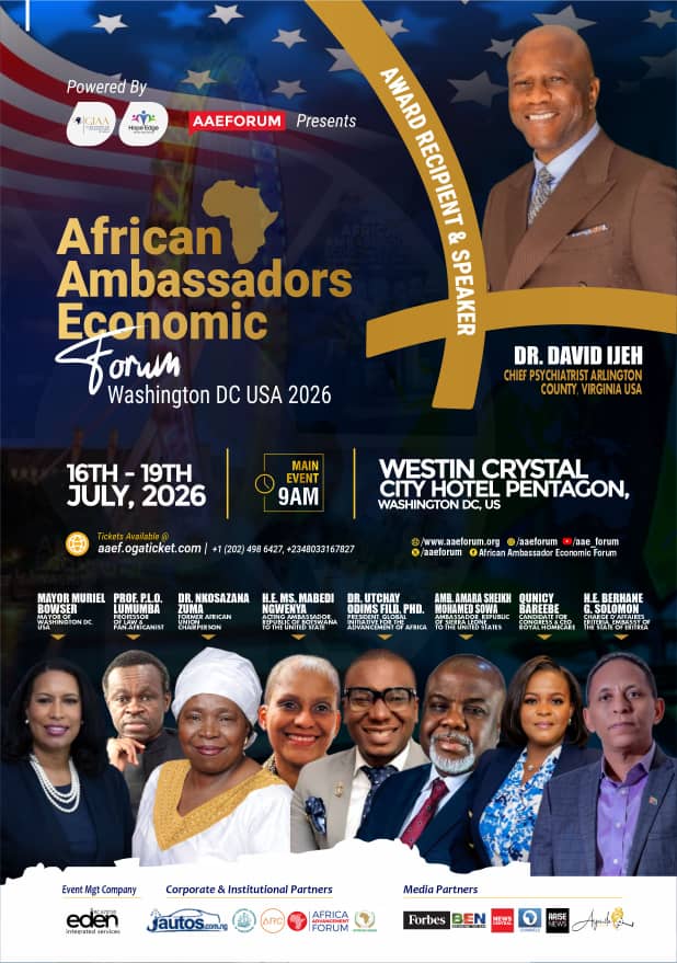 Dr. David Ijeh Honored as Award Recipient & Set to Speak at African Ambassadors Economic Forum 2026 At Washington DC, USA Dr. David Ijeh Honored as Award Recipient & Set to Speak at African Ambassadors Economic Forum 2026 At Washington DC, USA