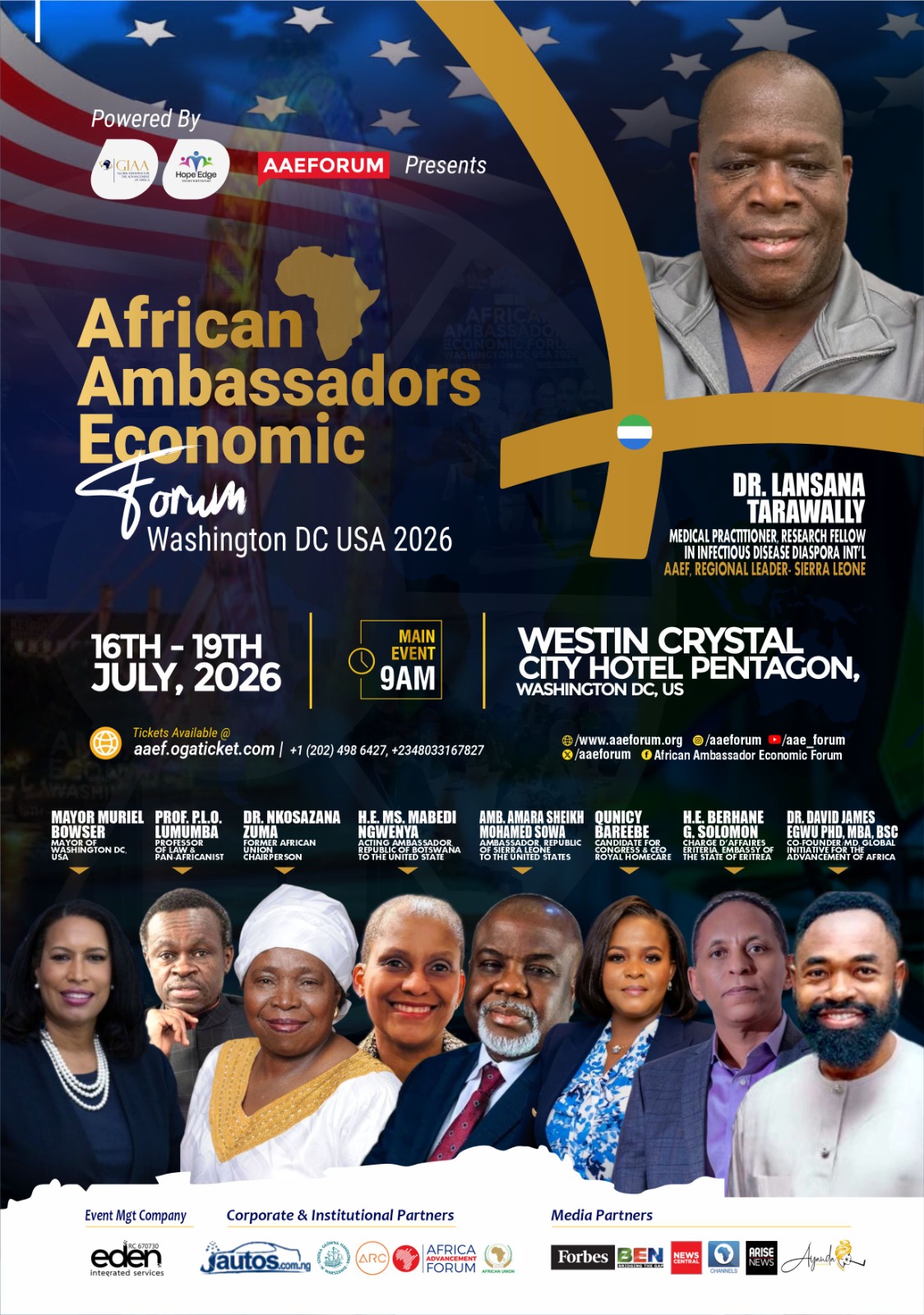Dr. Lansana Tarawally Set To speak at the African Ambassadors economic Forum Washingto DC, USA