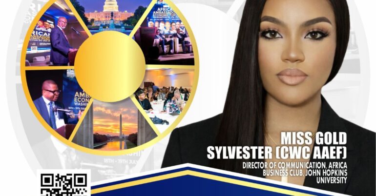Miss Gold Sylvester Set To speak At the African Ambassadors Economic Forum Washington DC, USA
