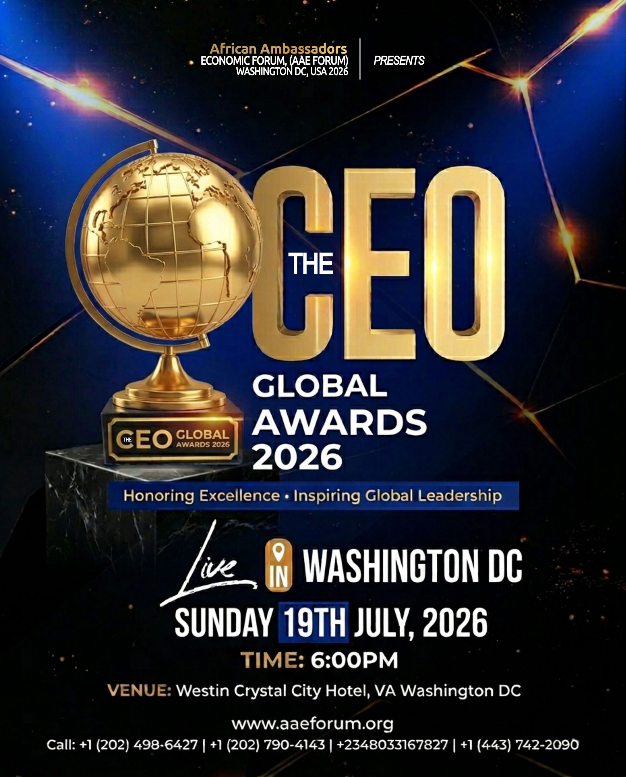 📍 African Ambassadors Economic Forum, CEO GLOBAL AWARDS, Washington DC, USA